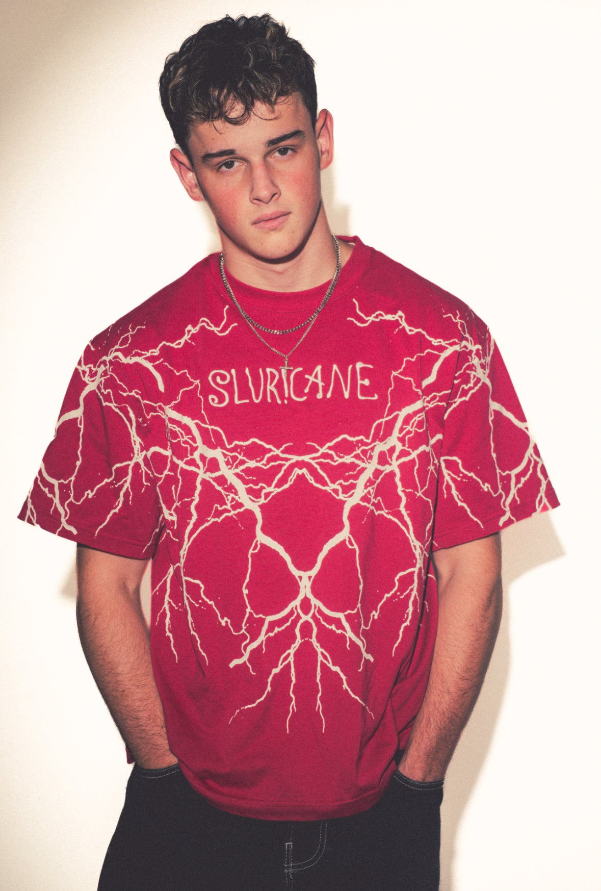 RED SLUR!CANE LIGHTNING SHIRT