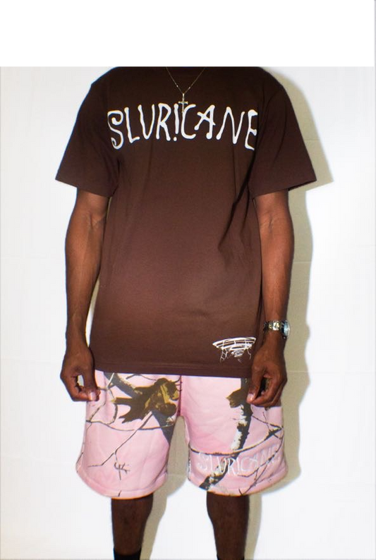 (2 PIECE BUNDLE) CHOCOLATE BROWN UZUMAKU (T-Shirt) CHERRY BLOSSOM CAMO (SHORTS)